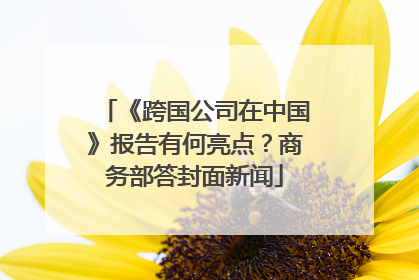 《跨国公司在中国》报告有何亮点？商务部答封面新闻