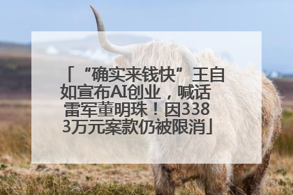 “确实来钱快”王自如宣布AI创业，喊话雷军董明珠！因3383万元案款仍被限消