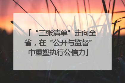 “三张清单”走向全省，在“公开与监督”中重塑执行公信力