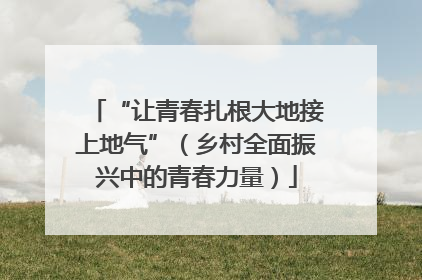 “让青春扎根大地接上地气”（乡村全面振兴中的青春力量）