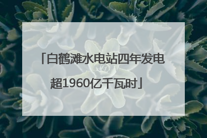 白鹤滩水电站四年发电超1960亿千瓦时