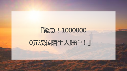 紧急！10000000元误转陌生人账户！