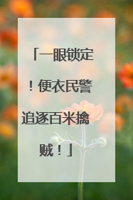 一眼锁定！便衣民警追逐百米擒贼！