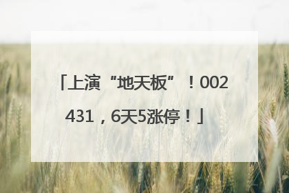 上演“地天板”！002431，6天5涨停！