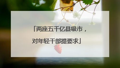 两座五千亿县级市，对年轻干部提要求