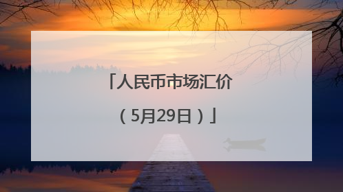 人民币市场汇价（5月29日）