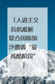 人道主义危机难解 联合国称加沙遭遇“最残酷阶段”