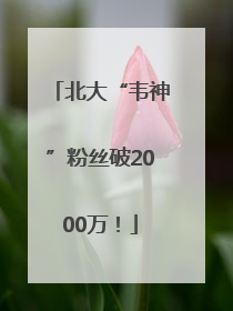 北大“韦神”粉丝破2000万！