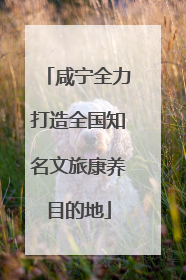 咸宁全力打造全国知名文旅康养目的地