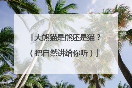大熊猫是熊还是猫？（把自然讲给你听）