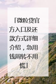 微粒贷官方入口及还款方式详细介绍，急用钱周转不用慌