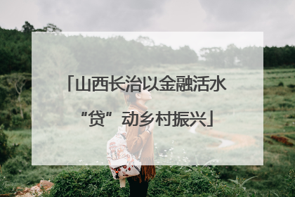 山西长治以金融活水“贷”动乡村振兴