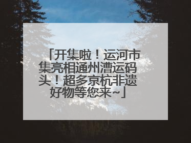 开集啦！运河市集亮相通州漕运码头！超多京杭非遗好物等您来~