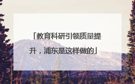 教育科研引领质量提升，浦东是这样做的