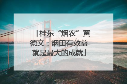 桂东“烟农”黄德文：烟田有效益就是最大的成就
