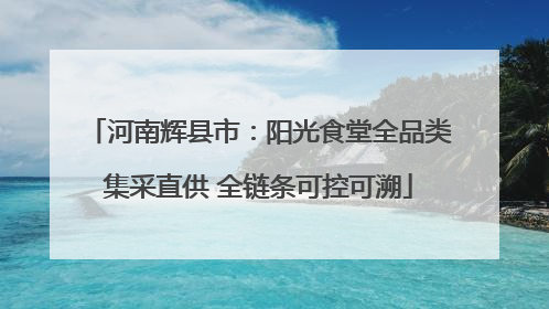河南辉县市：阳光食堂全品类集采直供 全链条可控可溯