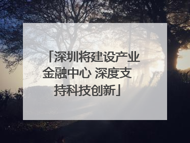 深圳将建设产业金融中心 深度支持科技创新