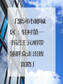 漯河市郾城区：驻村第一书记王元明带领群众走出致富路