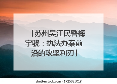 苏州吴江民警梅宇骁：执法办案前沿的攻坚利刃