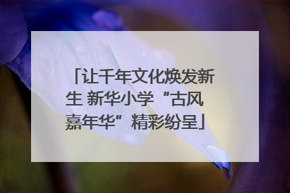 让千年文化焕发新生 新华小学“古风嘉年华”精彩纷呈
