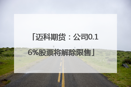 迈科期货：公司0.16%股票将解除限售