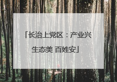 长治上党区：产业兴 生态美 百姓安