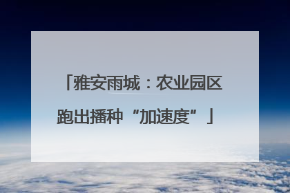 雅安雨城：农业园区跑出播种“加速度”