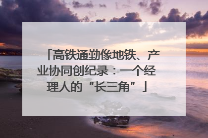 高铁通勤像地铁、产业协同创纪录：一个经理人的“长三角”