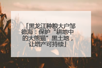 黑龙江种粮大户邹德海：保护“耕地中的大熊猫”黑土地，让增产可持续