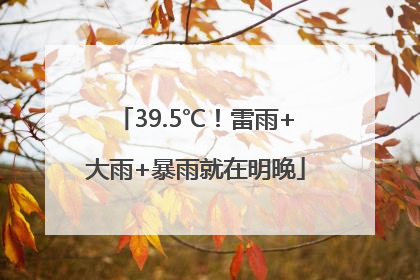 39.5℃！雷雨+大雨+暴雨就在明晚
