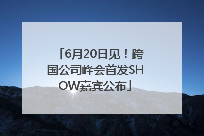 6月20日见！跨国公司峰会首发SHOW嘉宾公布